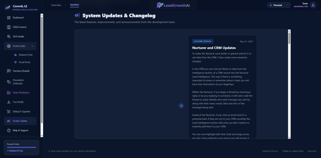 system update and changelog